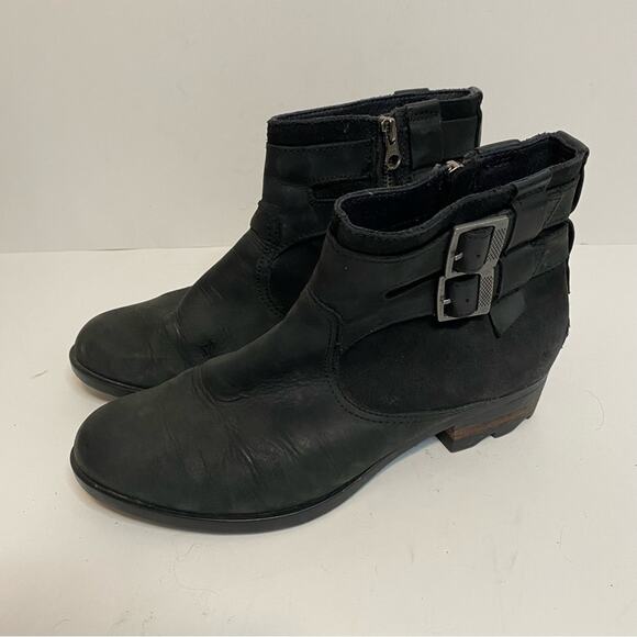 Sorel Women's Lolla Waterproof Leather Ankle Boots Black Size 8.5 - Picture 4 of 9
